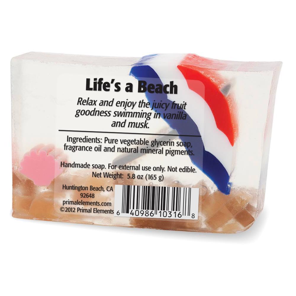 Primal Elements Glycerin Bar Soap | Helps All Skin Types, Sensitive, Oily & Dry Skin | NO PARABENS, VEGAN, GLUTEN FREE, 100% VEGETABLE BASE - (Life's