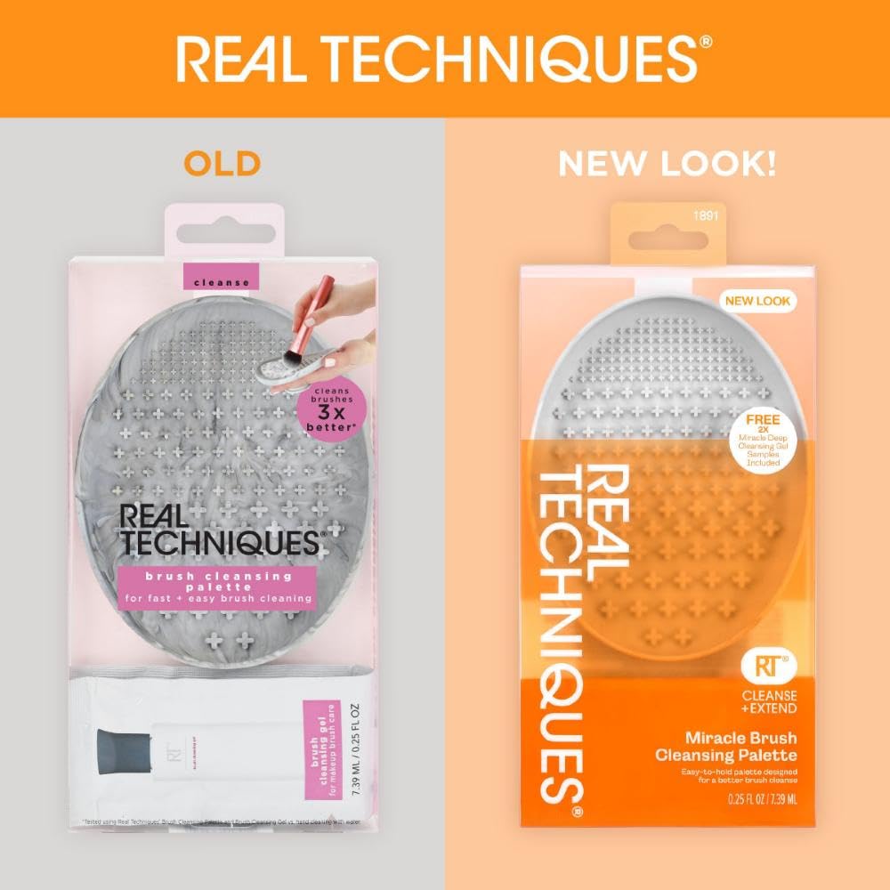 Real Techniques Miracle Brush Cleansing Palette, Makeup Brush Cleaner For Deep Cleaning, Use With Makeup Brush Shampoo, Silicone Ridges & Easy Grip