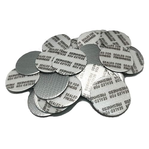 PKnGO Pressure Sensitive Foil Seal 24 mm (50 PCS) - PS Safety Seals for Freshness and Leak Prevention - Made in USA for Food Medicine and Cosmetic