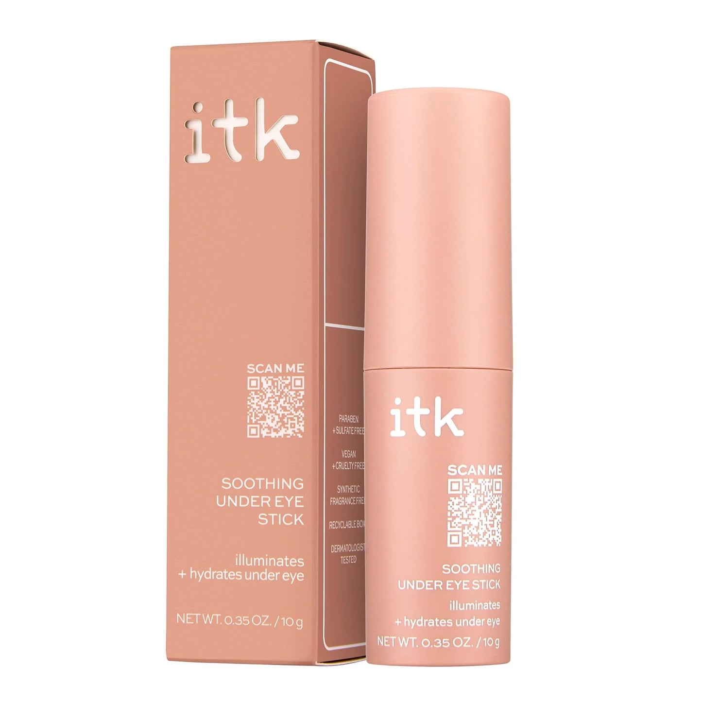 ITK Skincare Caffeine + Aloe Vera Under Eye Stick Face Moisturizer for Fine Line & Wrinkle Repair - Travel Size - Anti Aging Dark Circle Under Eye