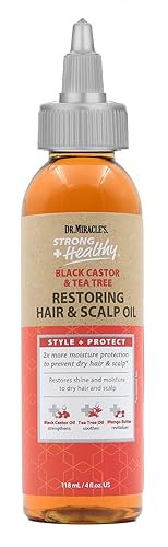 Dr. Miracle's Strong & Healthy Restoring Oil with Black Castor Oil, Tea Tree Oil, and Mango Butter for 2x Moisture - 4oz