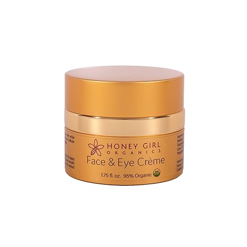 Honey Girl Organics Face & Eye Crème, USDA Certified Organic Facial Moisturizer & Under Eye Cream for Wrinkles, Dark Circles and Puffiness w/Hydrating