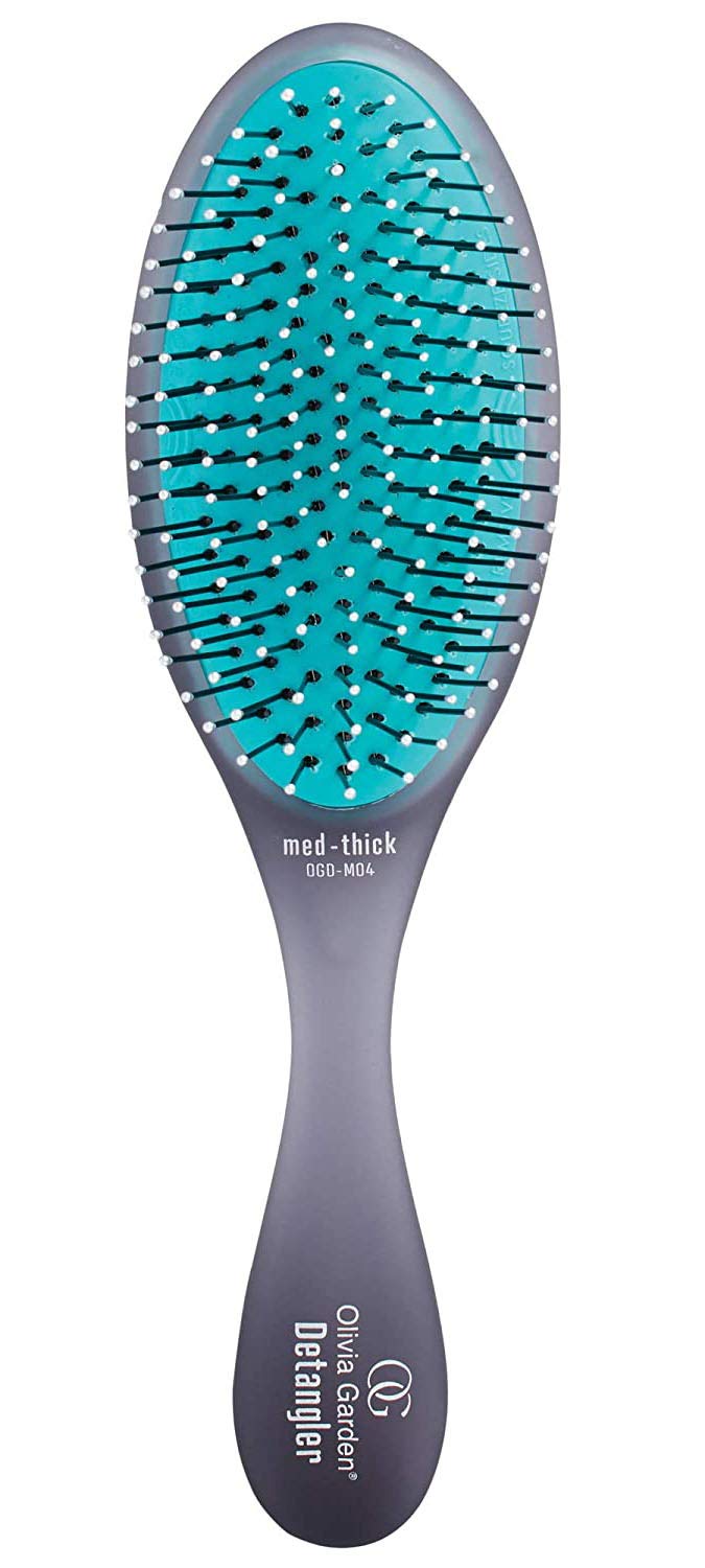 Olivia Garden OG Detangler Brush - Removable Cushion, Gentle Scalp Massage & Detangling for Wet or Dry, Medium to Thick Hair - Black