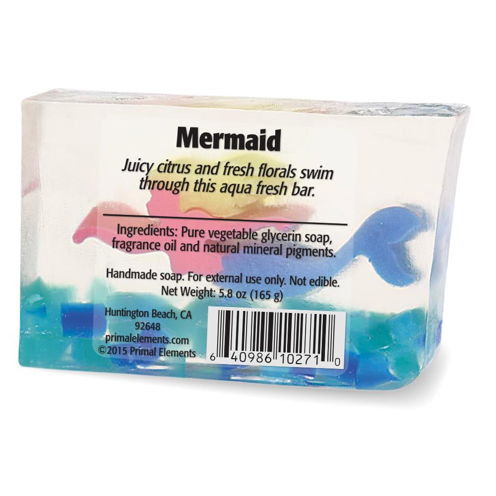 Primal Elements Glycerin Bar Soap | Helps All Skin Types, Sensitive, Oily & Dry Skin | NO PARABENS, VEGAN, GLUTEN FREE, 100% VEGETABLE BASE