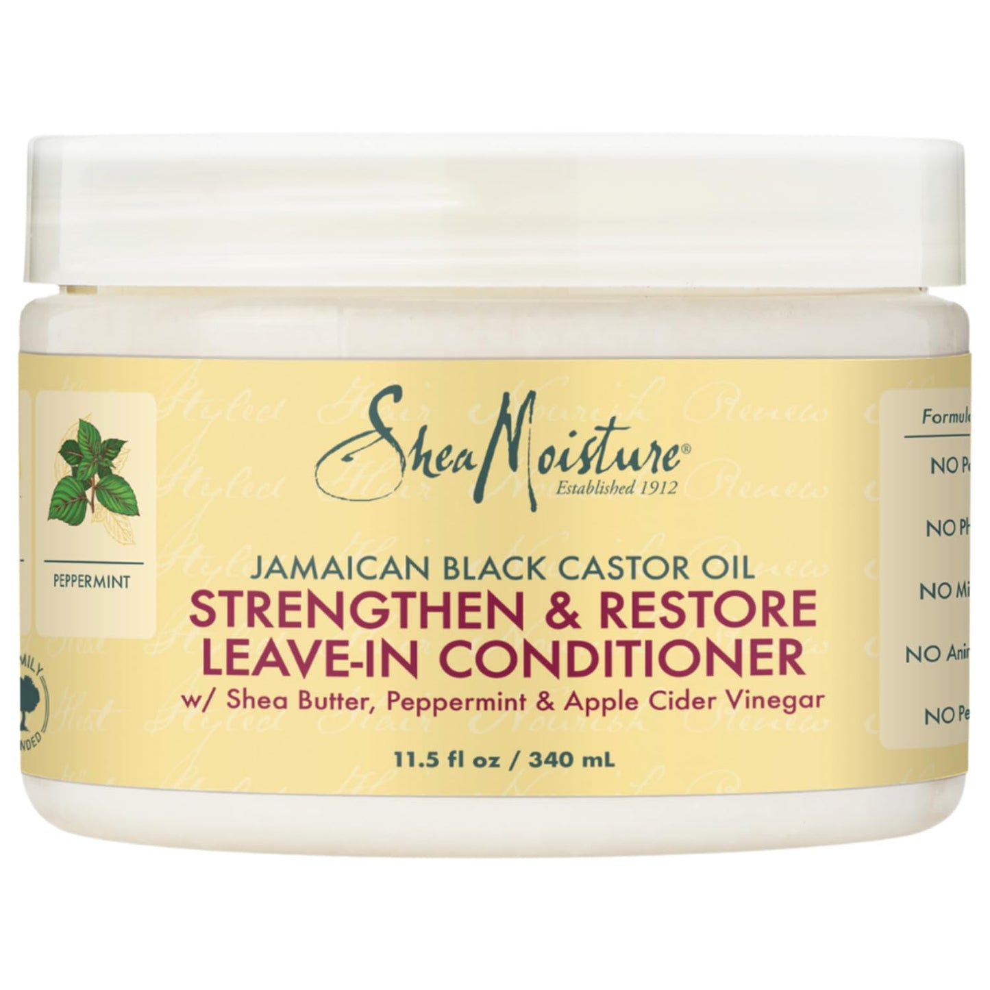 Shea Moisture Leave in Conditioner, 100% Pure Jamaican Black Castor Oil Strengthen & Restore for Healthy Hair Growth, Vitamin E, Curly Hair Products