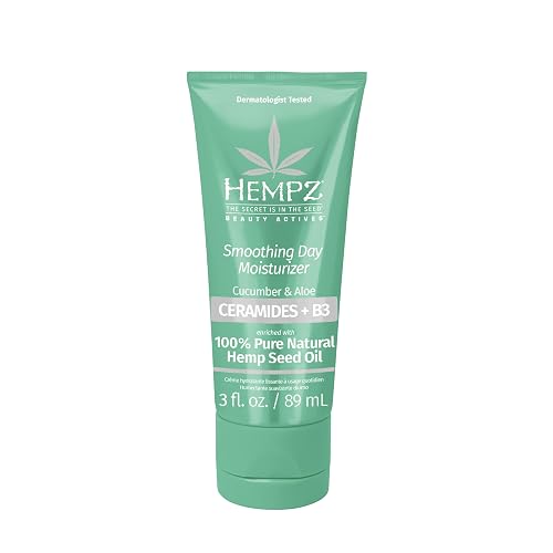Hempz Cucumber & Aloe Smoothing Day Moisturizer - Hydrating Daily Cream Rich with Minerals, Vitamin C, & Hempseed Oil to Hydrate & Repair Extremely
