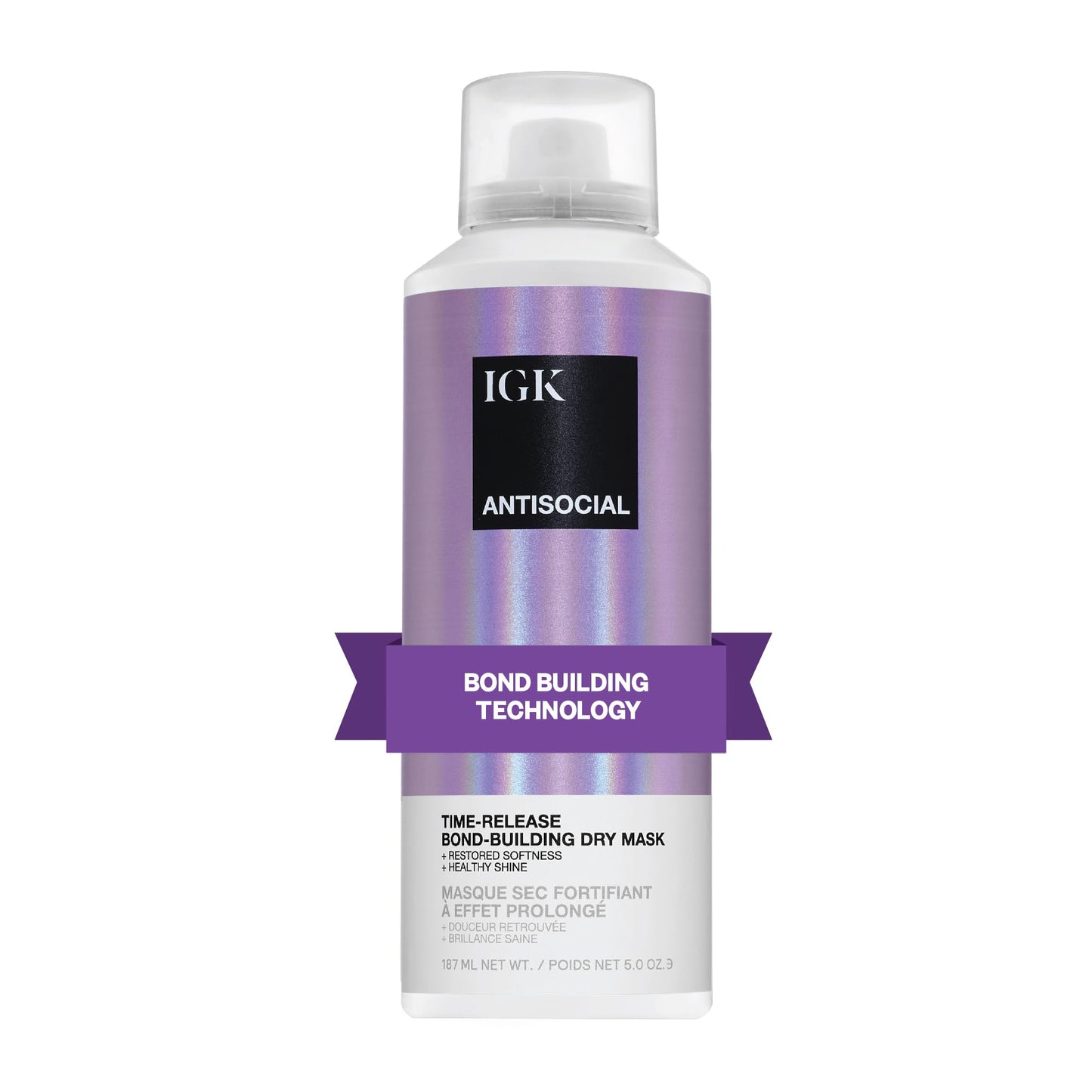 IGK Antisocial Leave-In Repair Dry Hair Mask, Overnight Bond-Building Treatment for Damaged Hair, No-Rinse Spray Smooths Frizz + Adds Shine, Vegan + Beauty and Personal Care IGK Default Title