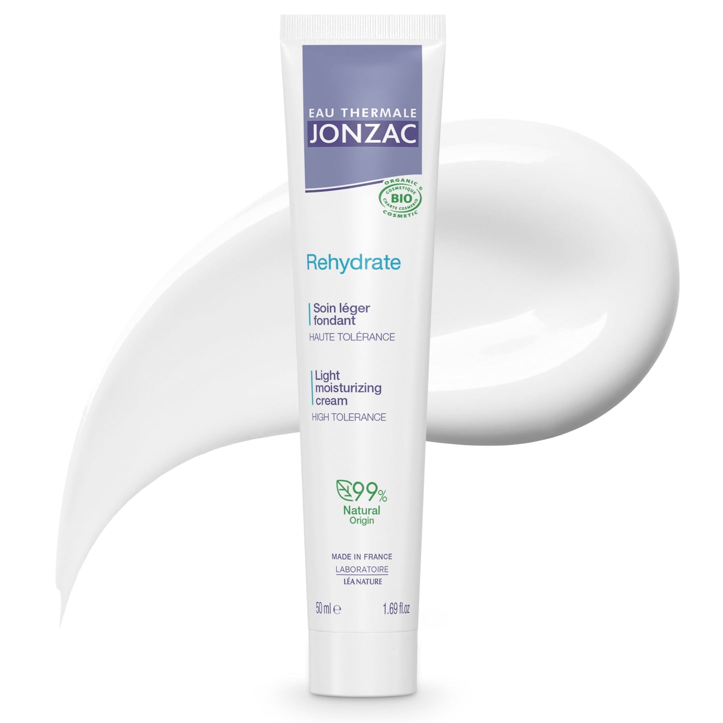 Eau Thermale Jonzac Rehydrate Organic Light Moisturzing Cream for Daily Use - Facial Cream Providing 24hr Hydration with Pure Hyaluronic Acid