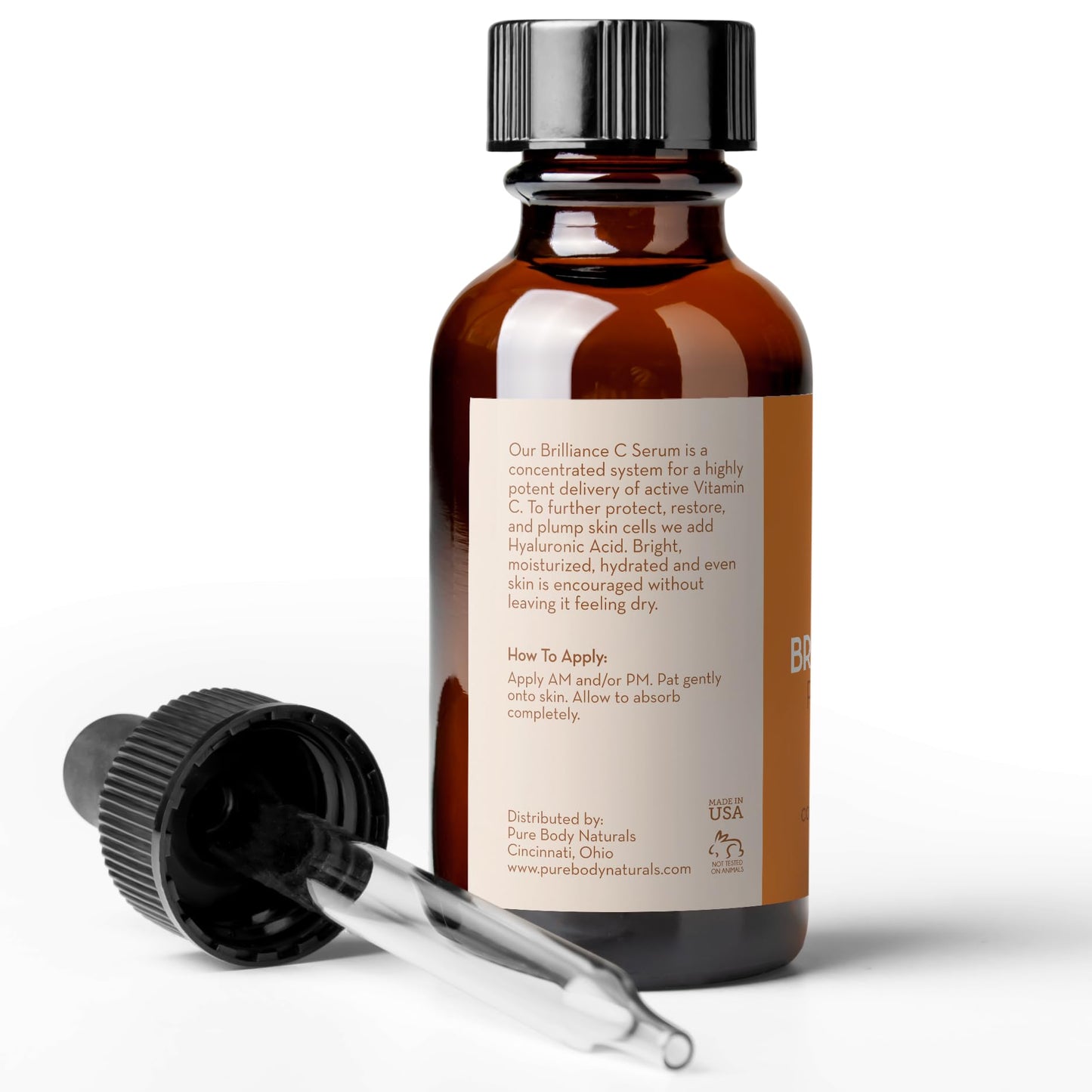 Pure Body Naturals Vitamin C Serum Dark Spot Corrector for Face, with Hyaluronic Acid and Vitamin E - Brightening Dark Spot Corrector Serum, 1 fl oz