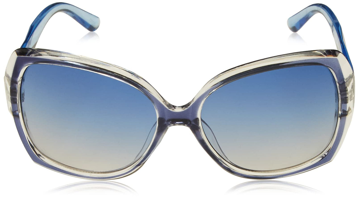 Jessica Simpson Women's Oversized Retro Butterfly Sunglasses, Blue, 60 mm + 0