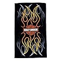 Harley-Davidson Flames Bar & Shield Beach Towel, Oversized 36 x 68 Inches