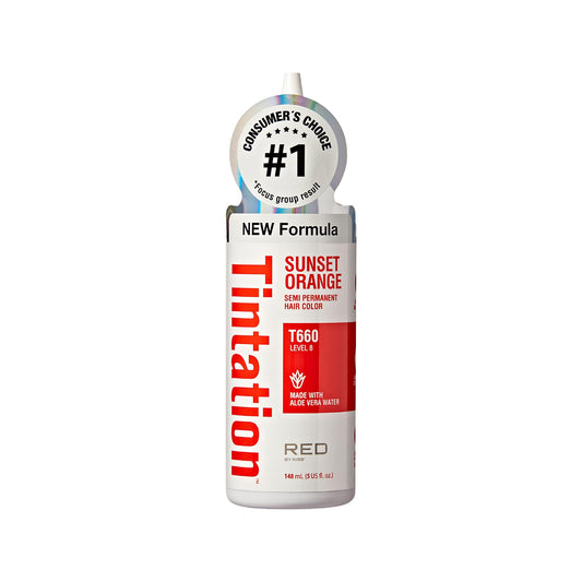 Red by Kiss Tintation Semi-Permanent Hair Color, Aloe Vera Water Based, Argan Oil, Olive Oil, Collagen & Keratin, Long-Lasting Color Dye (Sunset