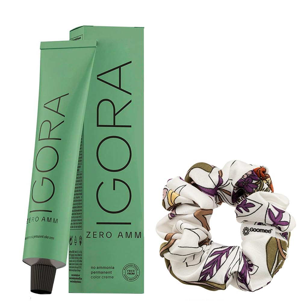 Igora Zero AMM 5-1 Light Brown Cendre Hair Color | Igora Royal No Ammonia Permanent Color Creme Hair Dye 2.1 oz and Goomee Scrunchie (Bundle)