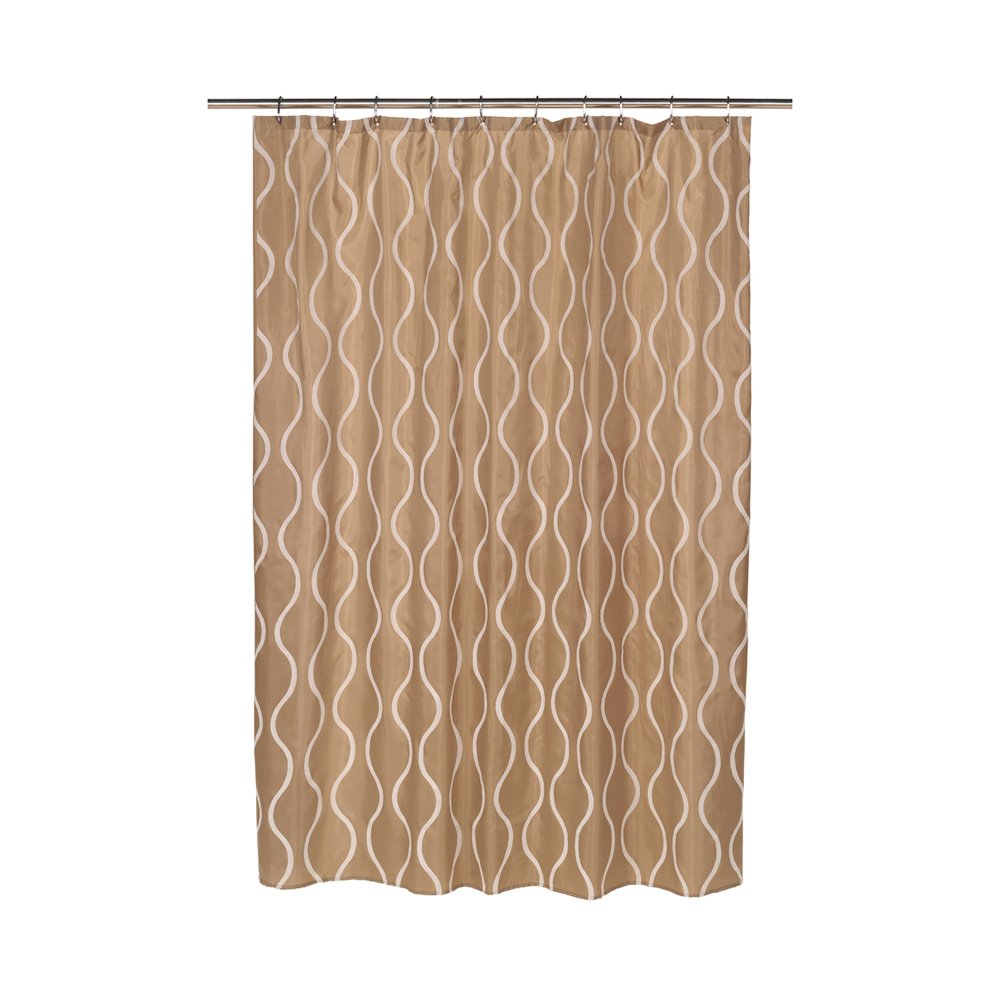 Carnation Home Fashions, Inc Carnation Home Fashions Geneva 70 72-Inch Shower Curtain with Flocking, Ivory and Taupe