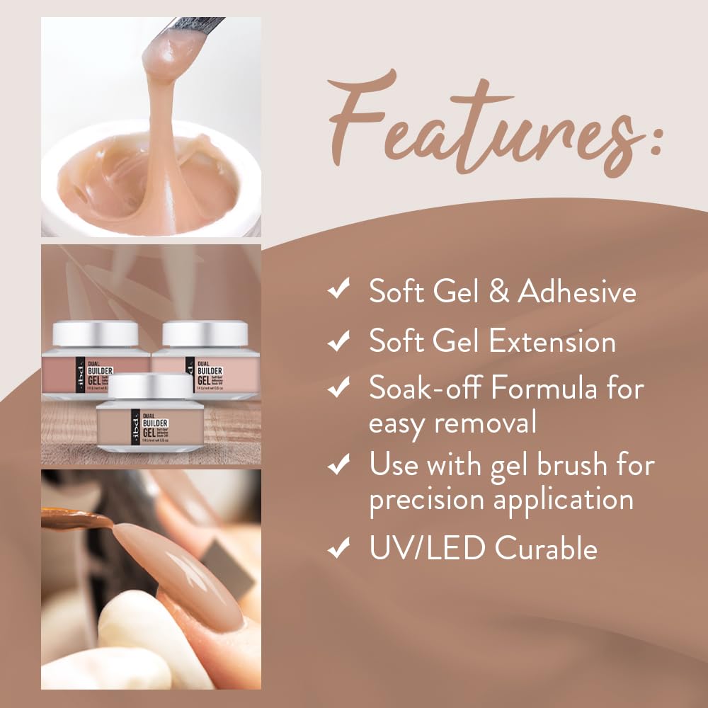 IBD Dual Builder Gel for Nails, Round - Soft Gels and Adhesive Soak Off UV/LED Curable, Strong Long-Lasting Nail Enhancement, Sculpting Extension Beauty & Personal Care IBD