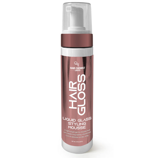 Hair Chemist Hair Gloss Liquid Glass Styling Mousse 8 oz. - Lightweight, Definition & Volume All Day Long, Long Lasting Voluminous Curls, Styling Beauty & Personal Care Hair Chemist