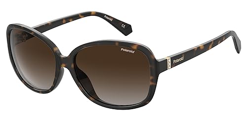 Polaroid Sunglasses Women's PLD 4098/S Polarized Oval Sunglasses, Dark Havana, 58mm, 15mm