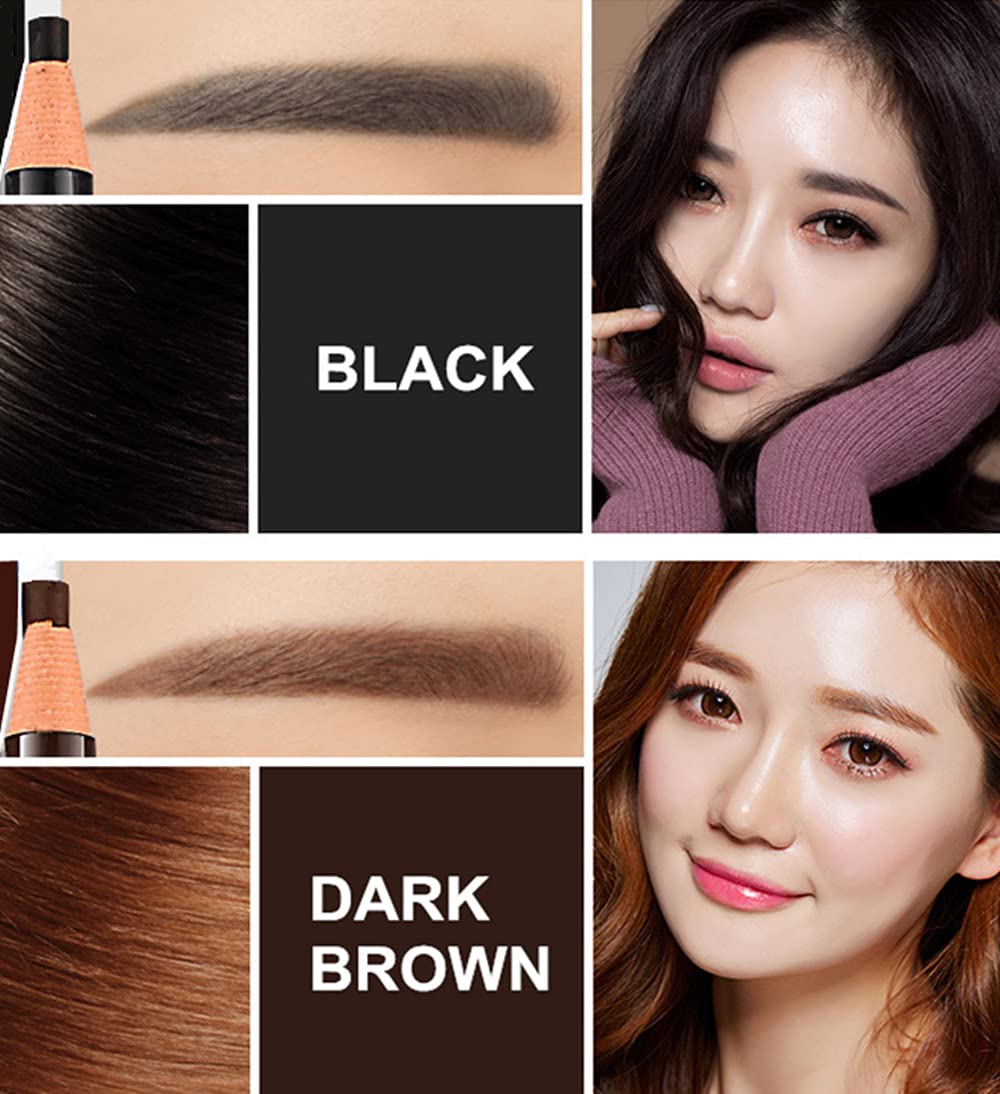 Go Ho 6 PCS Eyebrow Eye Liner Pencil Set,Easy to Color Sweatproof Eye Brow Pencil,Professional Long-lasting Eyeliner Gel Makeup Brow Tint Pen,3