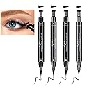 Linble Winged Eyeliner Stamp Set, 4 PCs Dual-ended Eyeliner Pens with Felt Tip & Wing Stamp, Long Lasting and Smudge Proof Eye Makeup for Women