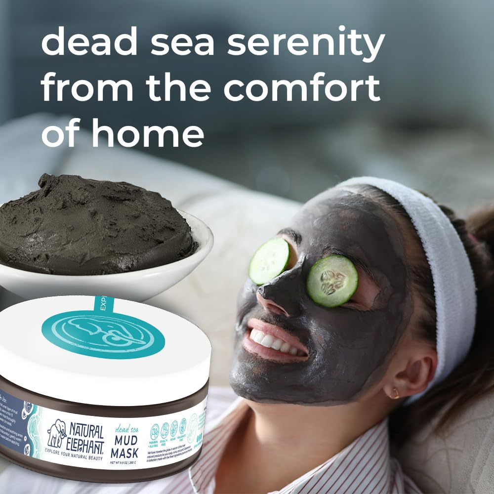 Natural Elephant Dead Sea Mud Mask - Deep Pore Cleansing for Face & Body - Acne, Blackheads, Oily Skin - 100% Natural Skin Care - Tightens Skin-