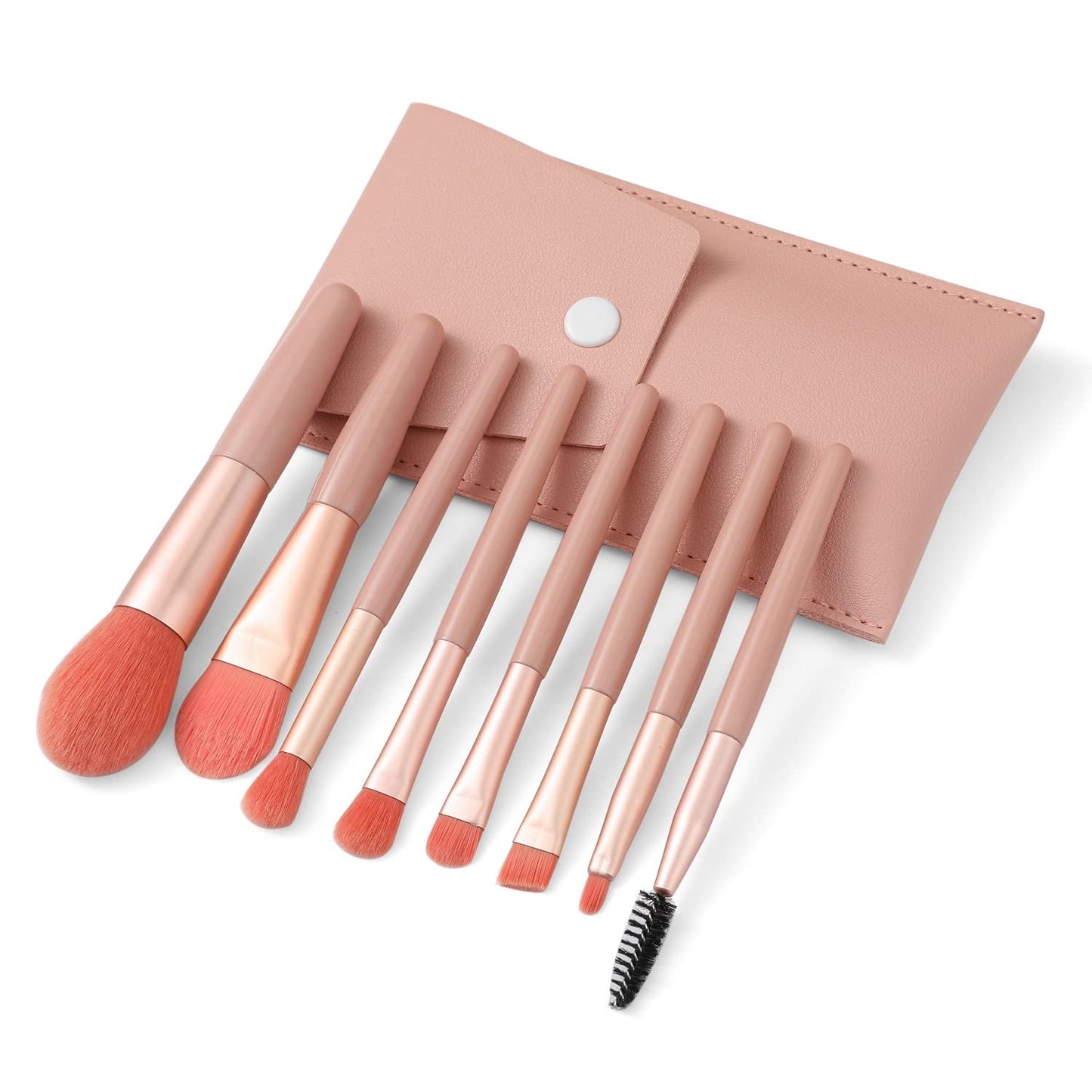 Liasun Travel Makeup Brush Set 8PCS Mini Size Premium Synthetic Fiber Foundation Blush Concealer Eyebrows Eye Shadow Angled brush Lip Make up Brush