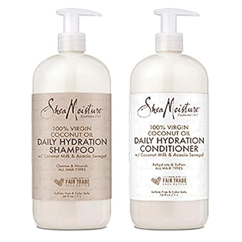 Shea Moisture Moisturizing Shampoo and Conditioner Set Coconut Oil Daily Hydration, Made with Real Coconut Oil, 34 Fl Ounce