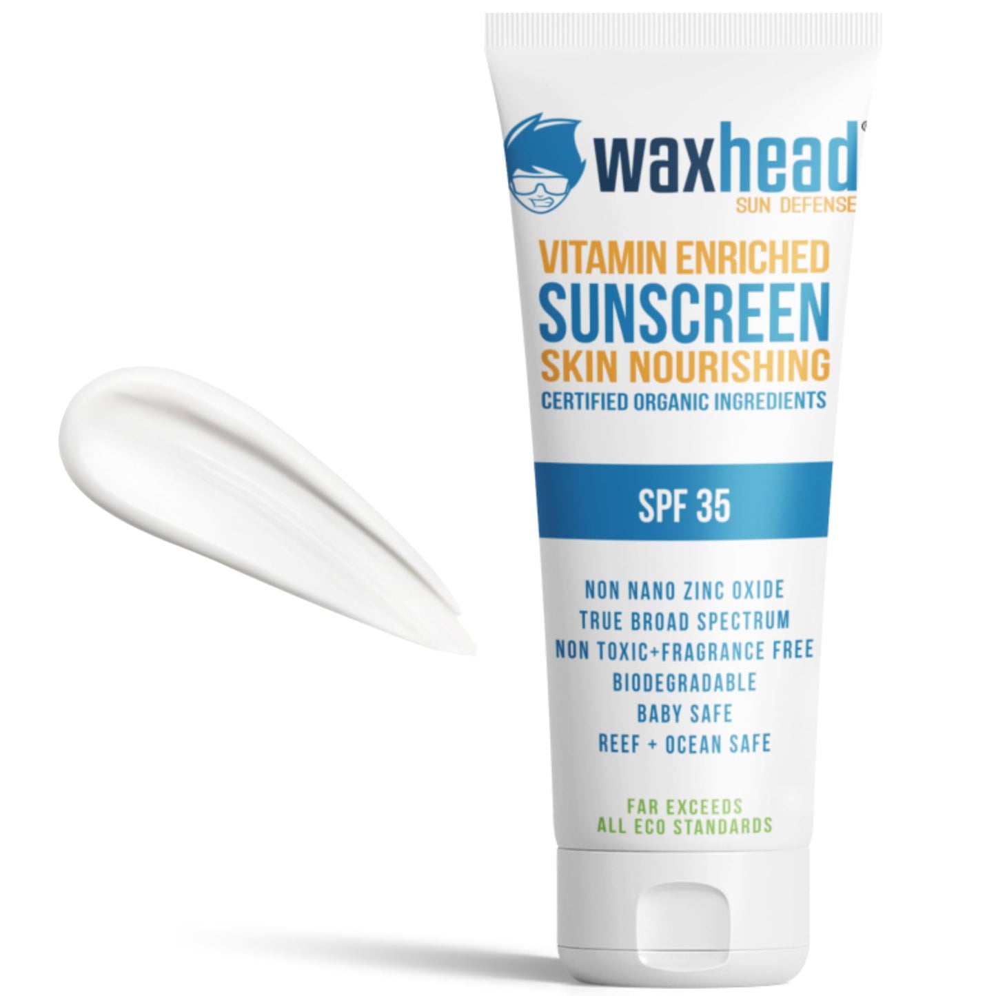 Waxhead Non-Nano Zinc Oxide Sunscreen, EWG Sunscreen with Zinc Oxide for Face & Body, Mineral Natural Non-Toxic Pure Sunblock, Biodegradable Cream