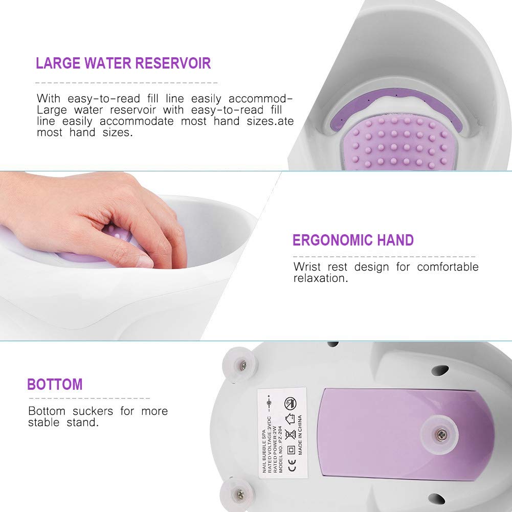 Electric Bubble Nail Soaking Bowl for Nail SPA with Air Bubble Vibrational Massage Nail Polish Remover for Soak Soothing Relaxing Manicure Machine Beauty & Personal Care YUYTE