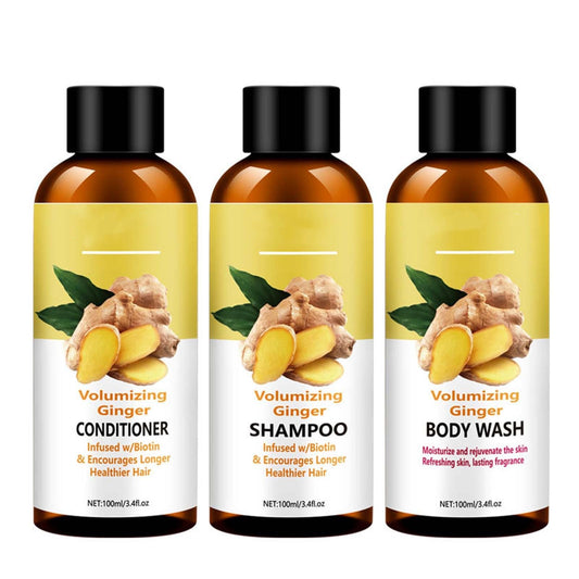 Shampoo & Conditioner & Body wash, Body Wash and Hair Care Gift Set,Ginger Skincare Relaxing Home Spa Set, Anti Hair Loss, Strengthen & Volumize, Bath