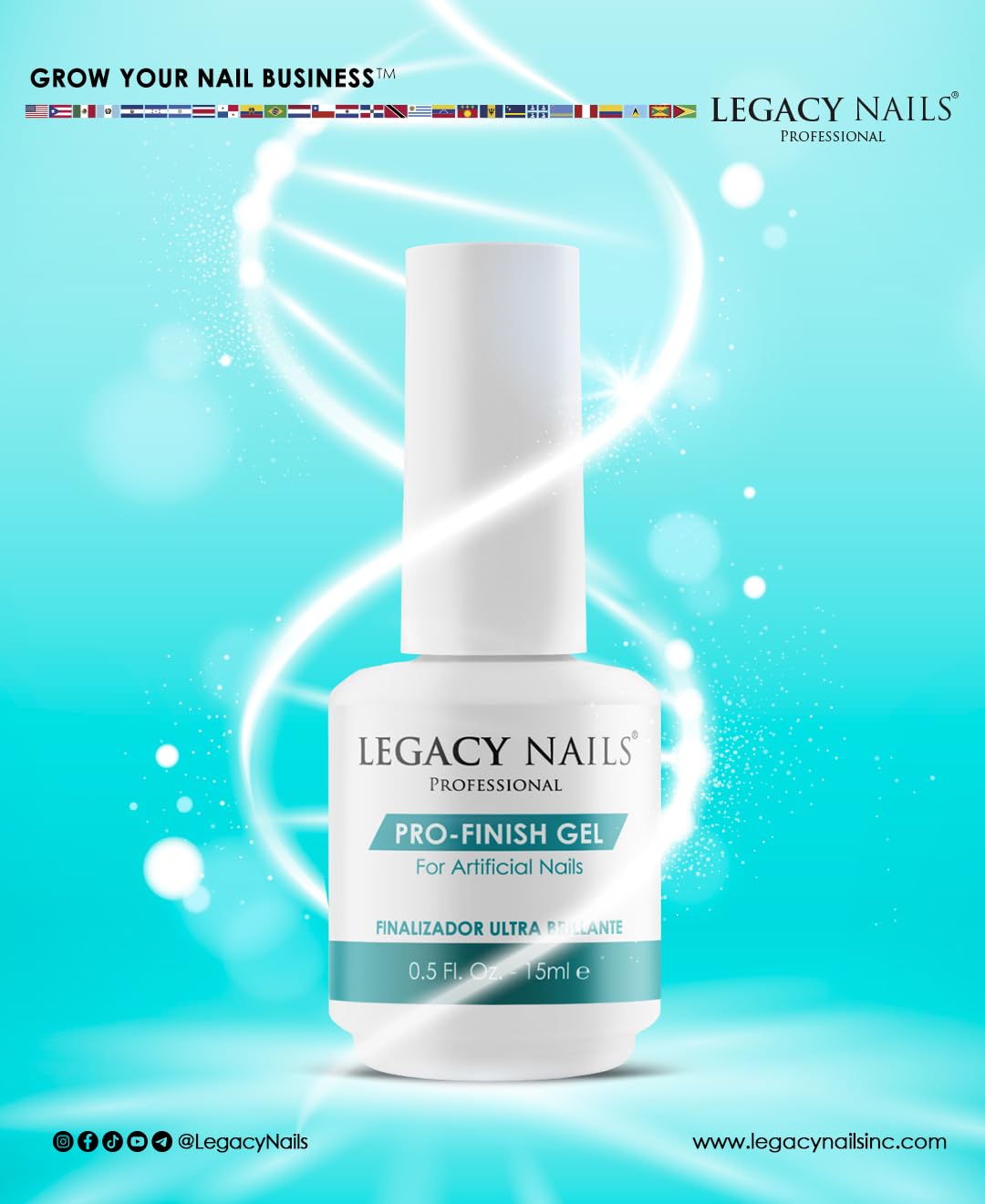 Legacy Nails Professional PRO FINISH GEL 0.5oz - High-Gloss Acrylic Nail Sealer for Long-Lasting Shine - Quick-Dry Formula, Scratch Resistant Beauty & Personal Care LEGACY NAILS