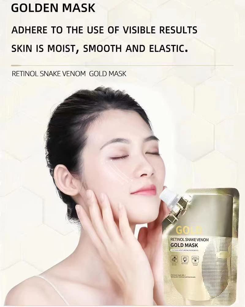 Retinol Snake Venom Gold Peel-Off Mask 100g – Anti-Aging Face Mask to Reduce Wrinkles, Fine Lines, Acne & Minimize Pores, Moisturizing