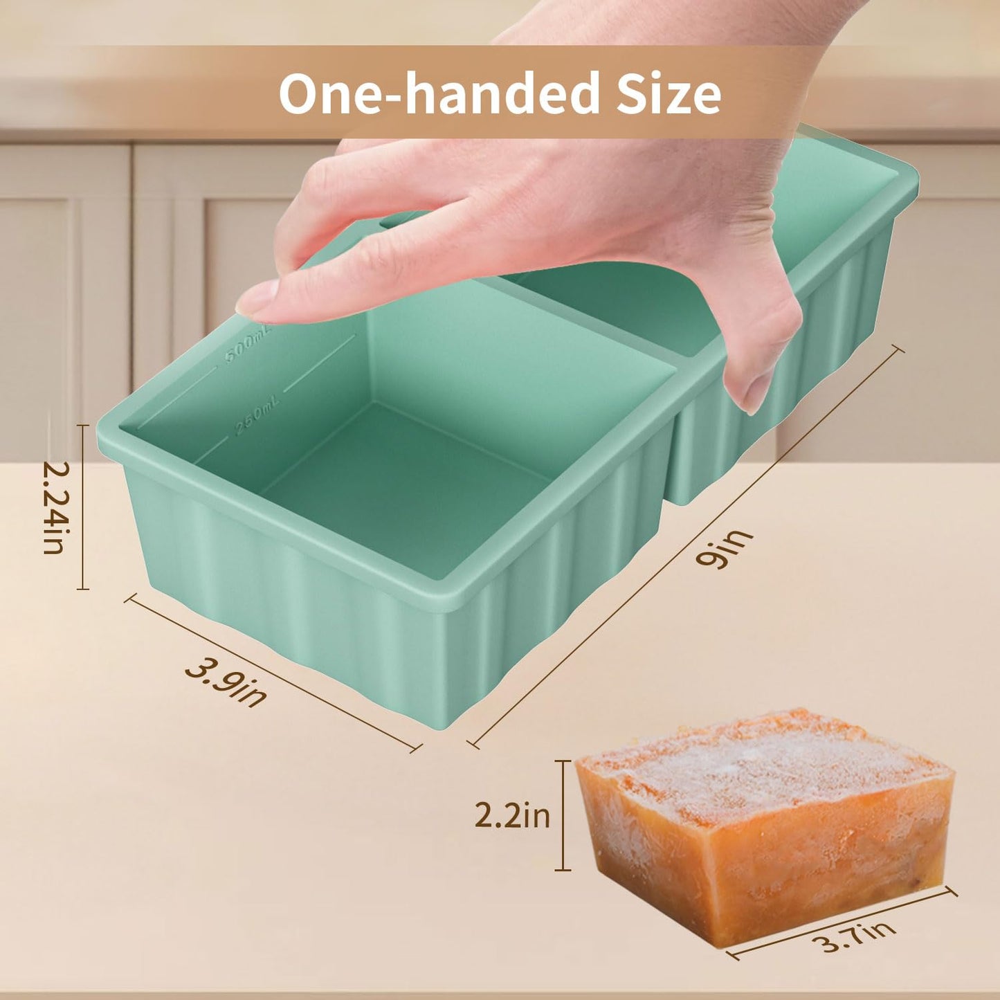 Silicone Freezer Tray for Soup Ice Cubes: 2-Cup Freezing Tray with Lid for Meal Prep - 2Pack Silicon Soup Portion Freeze Trays Make Stock Souped Ice…