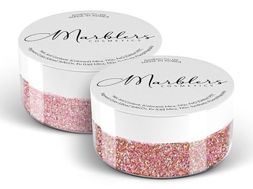 MARBLERS Twinkle Face & Body Glitter Duo [Unicorn Pink & Holo Pink Rose] 0.36oz (10g) | Non-Toxic | Cruelty-Free | Eyeshadow, Nail Polish, Nail Art |