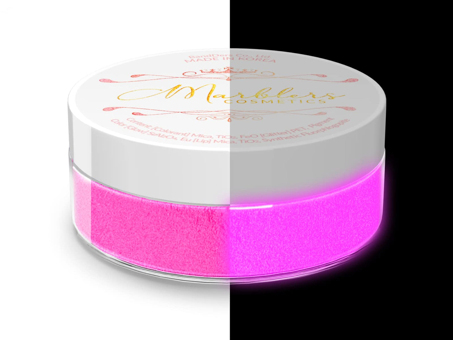 MARBLERS Glow-in-The-Dark Powder [Glow Pink] 0.28oz (8g) | Matte| Dye | Pigment | Non-Toxic | Vegan | Cruelty-Free | Eyeshadow, Nail Polish, Nail Art