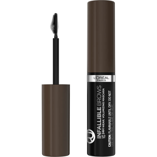 L'Oreal Paris Infallible Volumizing 24H Wear Brow Mascara, Long Lasting Eyebrow Makeup for 2X Fuller Eyebrows, 3.0 Soft Black, 0.13 Fl Oz