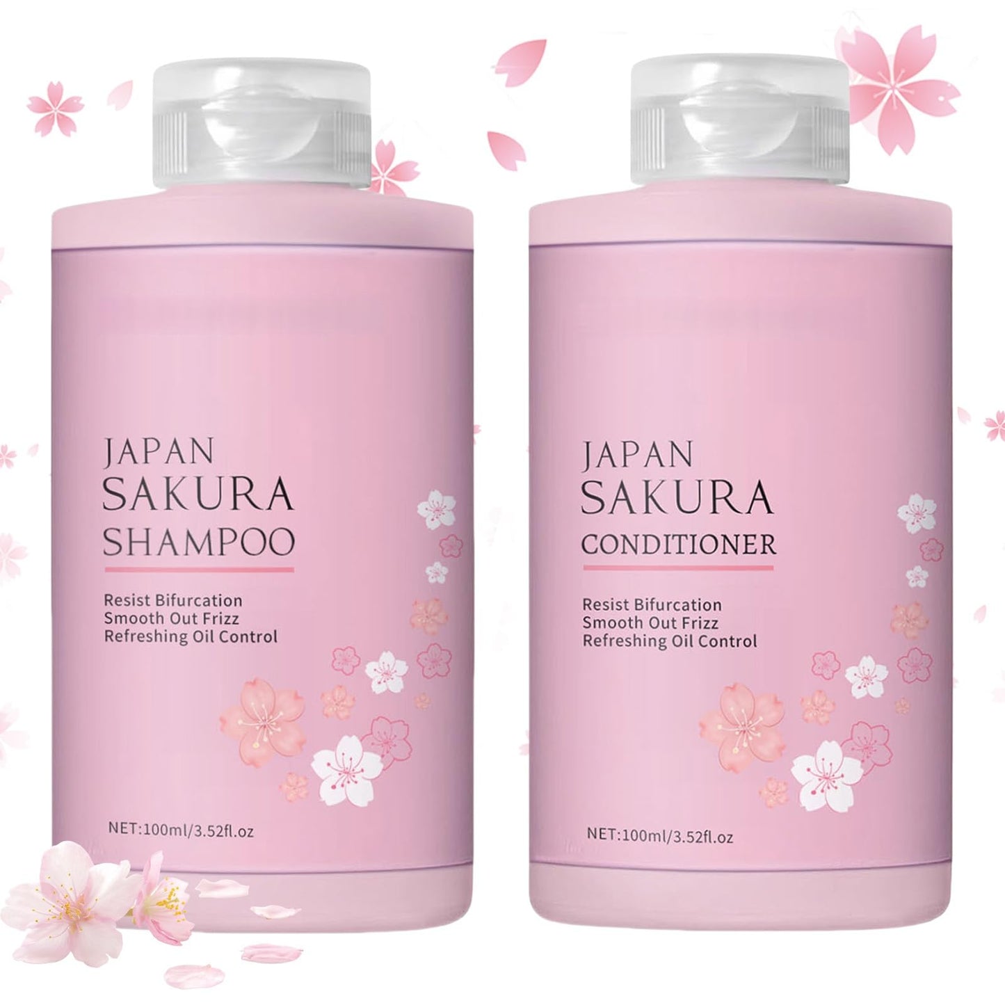 Shampoo and Conditioner Set for Women & Men, Cherry Blossoms Hair Shampoo & Conditioner for Curly, Straight, Dry and Damaged Hair - Moisturizing