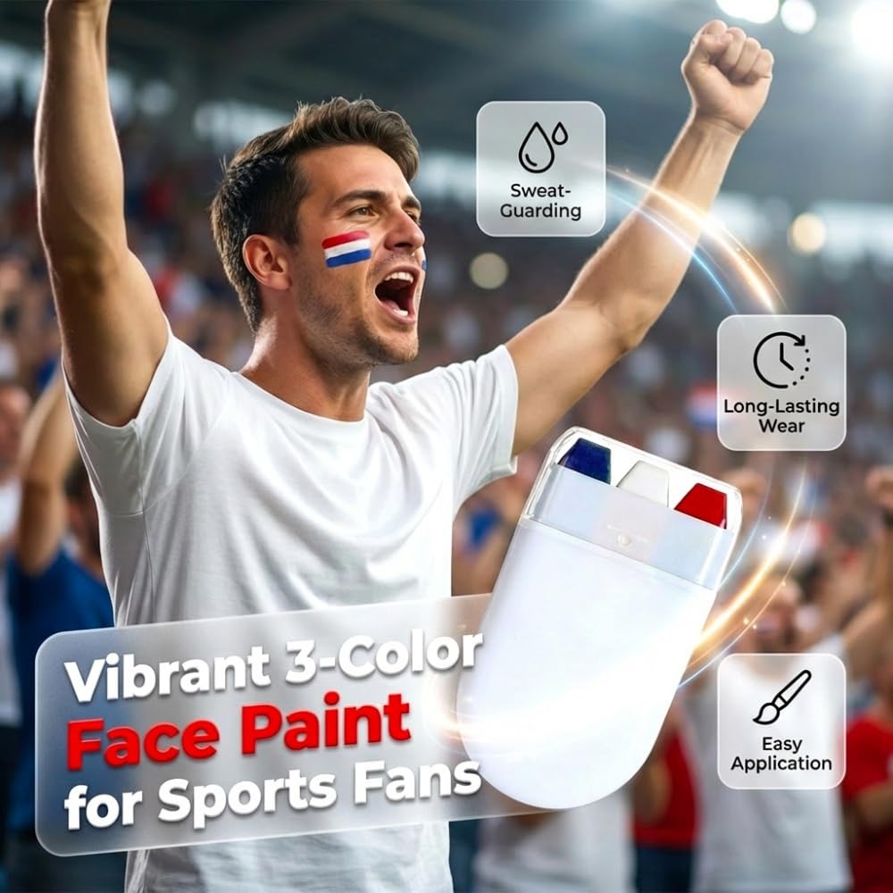 Face Paint Stick, Washable National Flag Face Paint Stick for 2026 Football Rugby Baseball Soccer, Eye Black Face & Body Paint for Outdoors Game