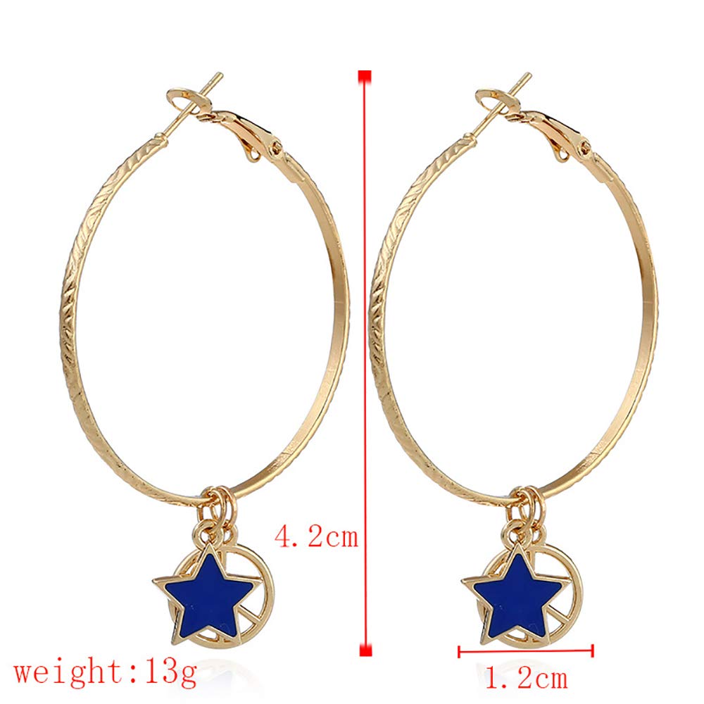 DoubleNine Star Large Hoop Earring Anti War Dangle Lightweight Peace Sign Gold Delicate Accessories for Women Girls