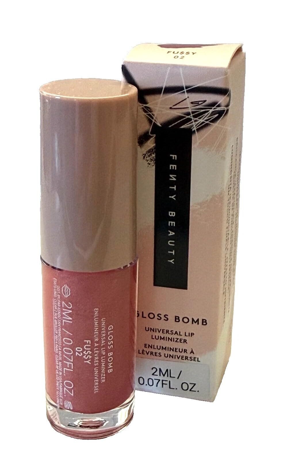 FENTY BEAUTY Gloss Bomb Universal Lip Luminizer, Fussy 02 Shade, 2ml/0.07fl oz, Mini