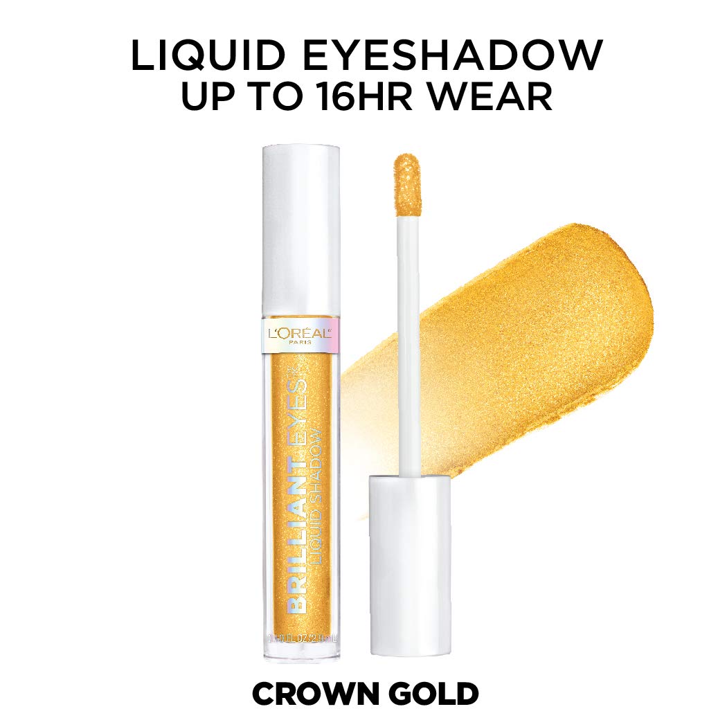 L’Oréal Paris Brilliant Eyes Shimmer Liquid Eye Shadow Makeup, Crown Gold, 0.1 oz.