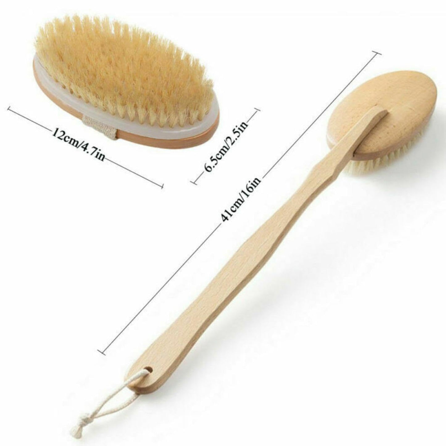 Detachable Natural Bristle Body Scrub Brush, Dual Purpose Back Scrubber Long Handle Bath Brush Beauty and Personal Care CHICHIYANG