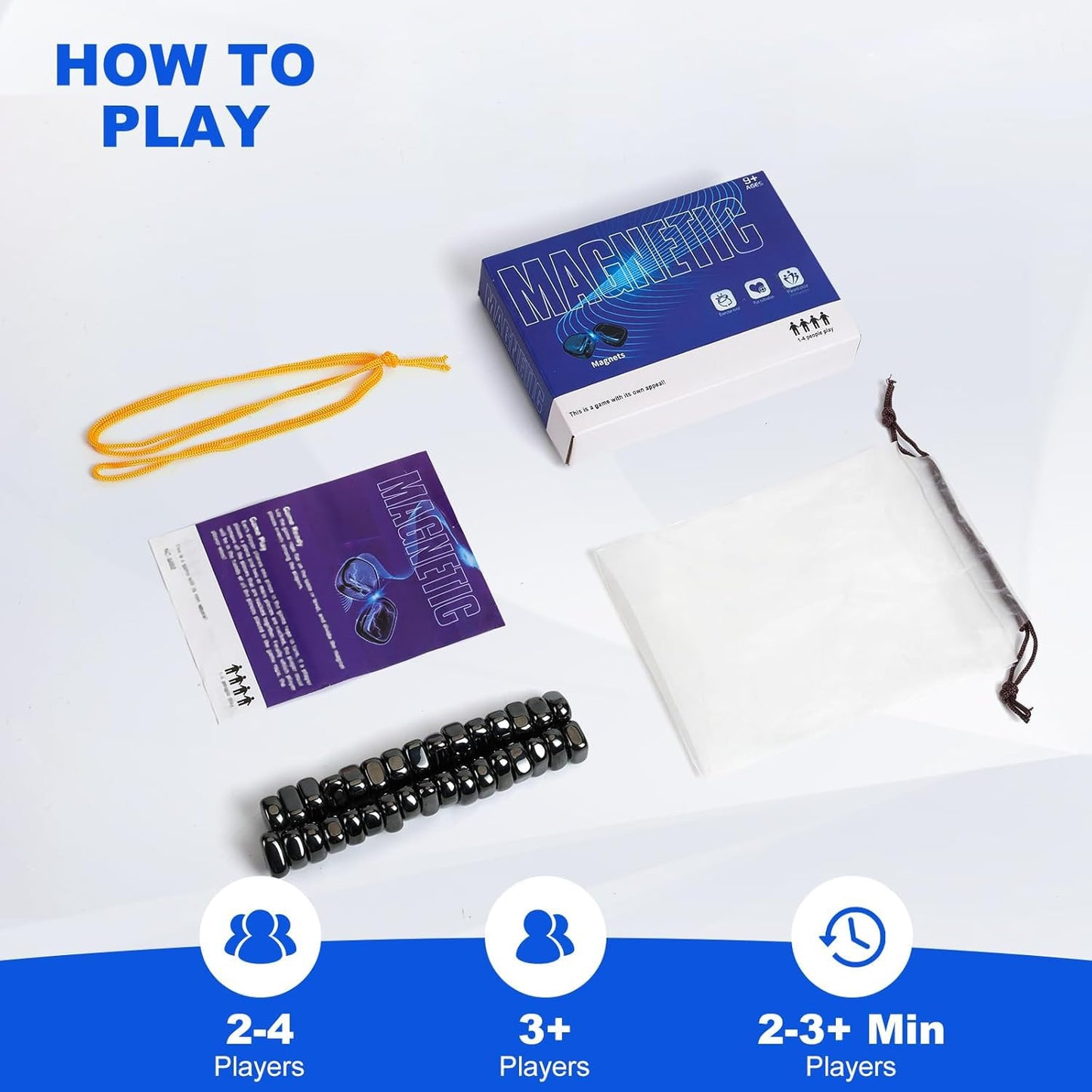 Magnetic Chess Set with 32 Travel-Stones, 3 String & Portable Storage Bag, Strategy Board Game for Family Game Night, Indoor Outdoor Use for Kids…