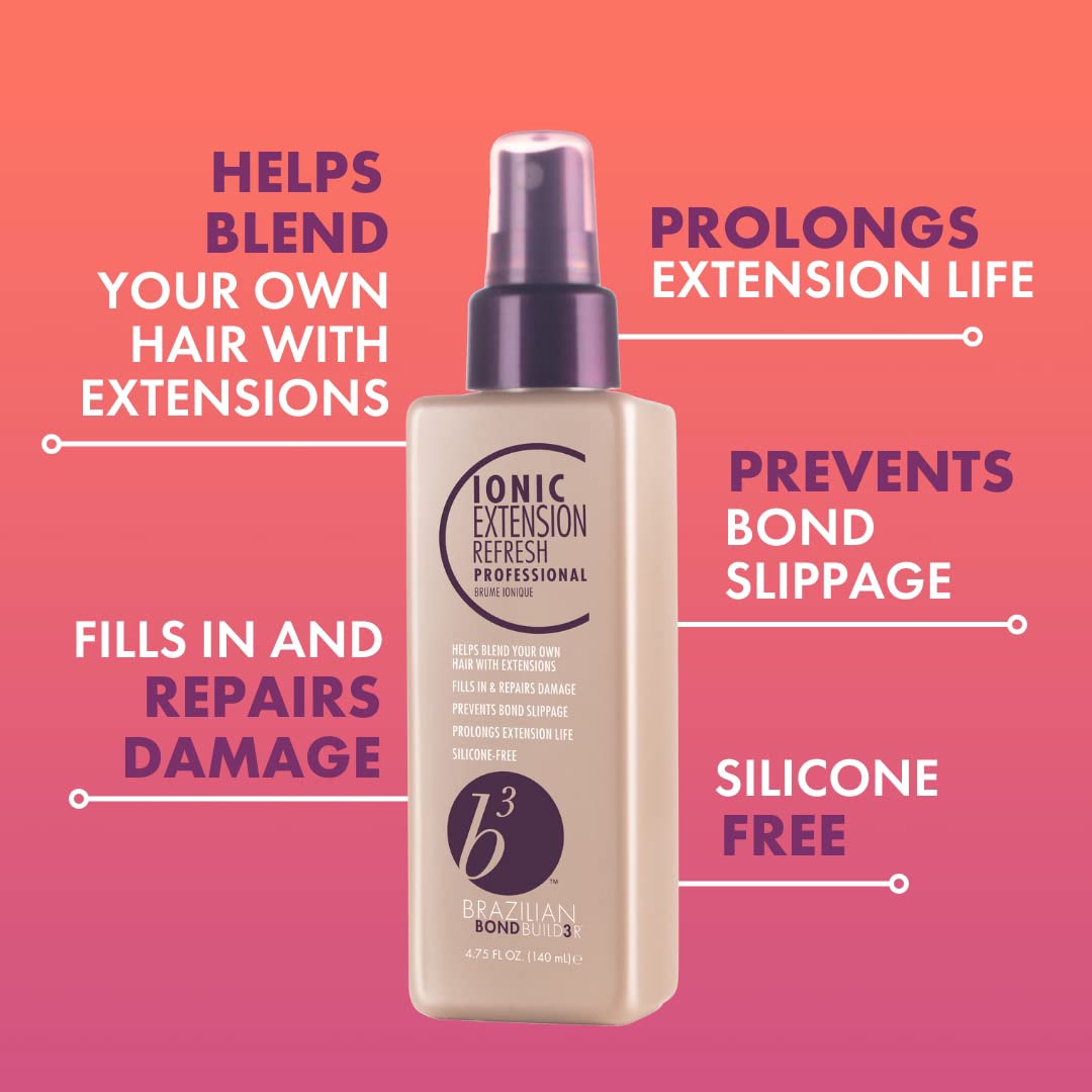 B3 Brazilian Bondbuilder Extension Shampoo/Conditioner/Refresh Trio Pack 28.75 fl oz (3 Count) For Extensions - Repairs, Hydrates and Blends All Hair