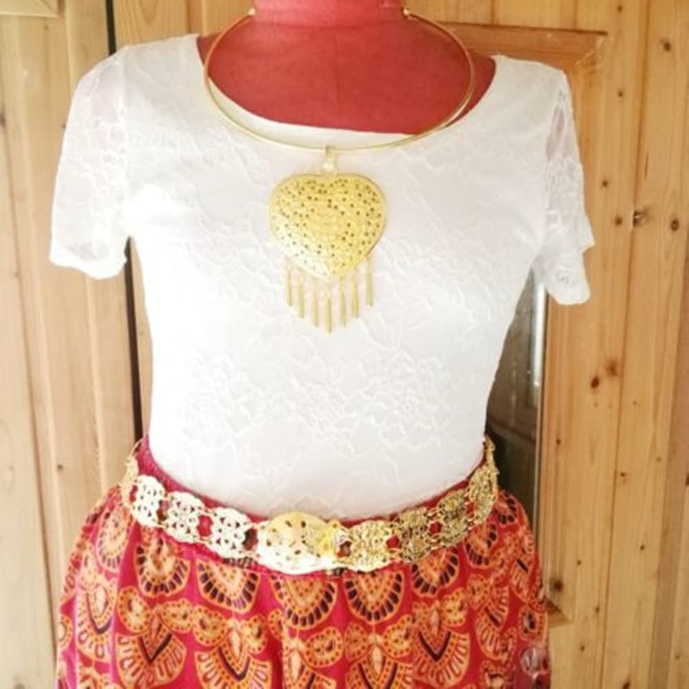 PunPund Belt Thai Gold Plate Vintage Women Thailand Costume Wedding Traditional Chain Fashion Dress Dance Ram Thai Length 40-41 Inches 1 Piece