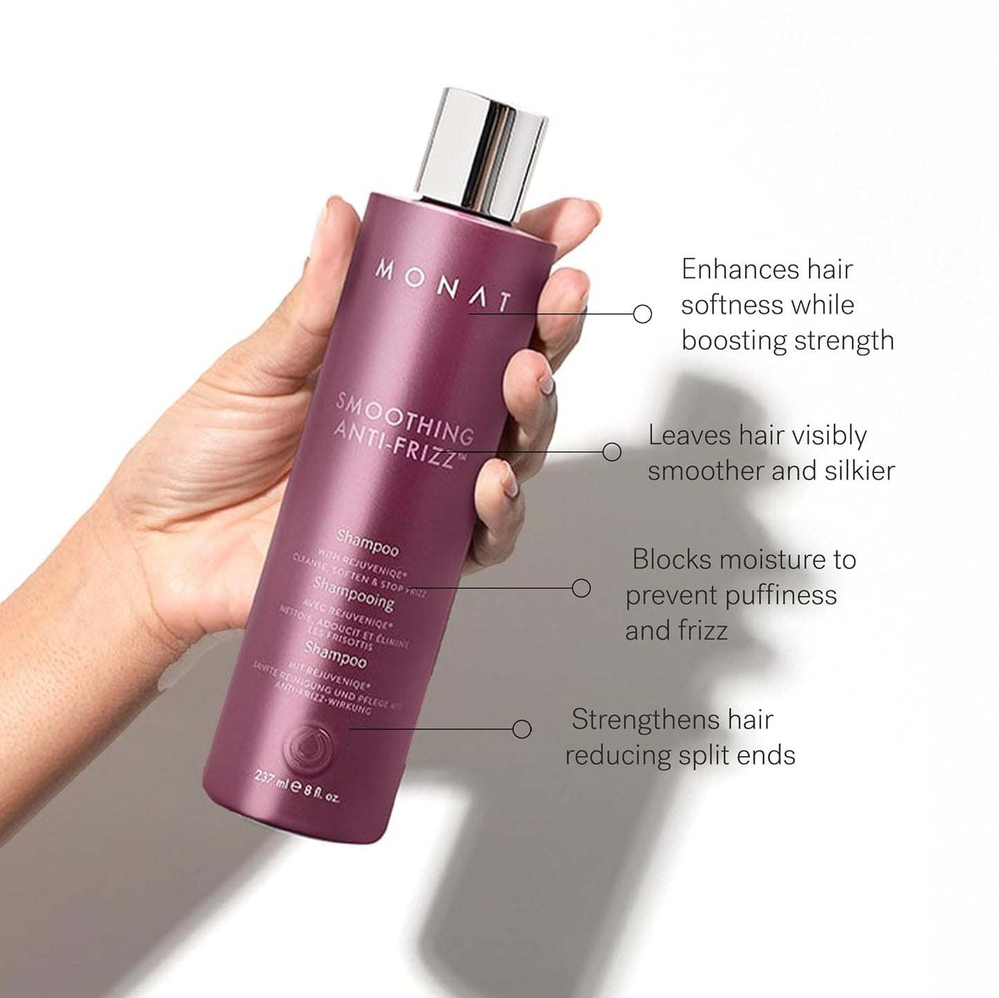 MONAT Smoothing Anti Frizz System - Frizz Resistant Hair Care with Anti Frizz Shampoo Frizz Control Conditioner & Blowout Styling Spray - Professional