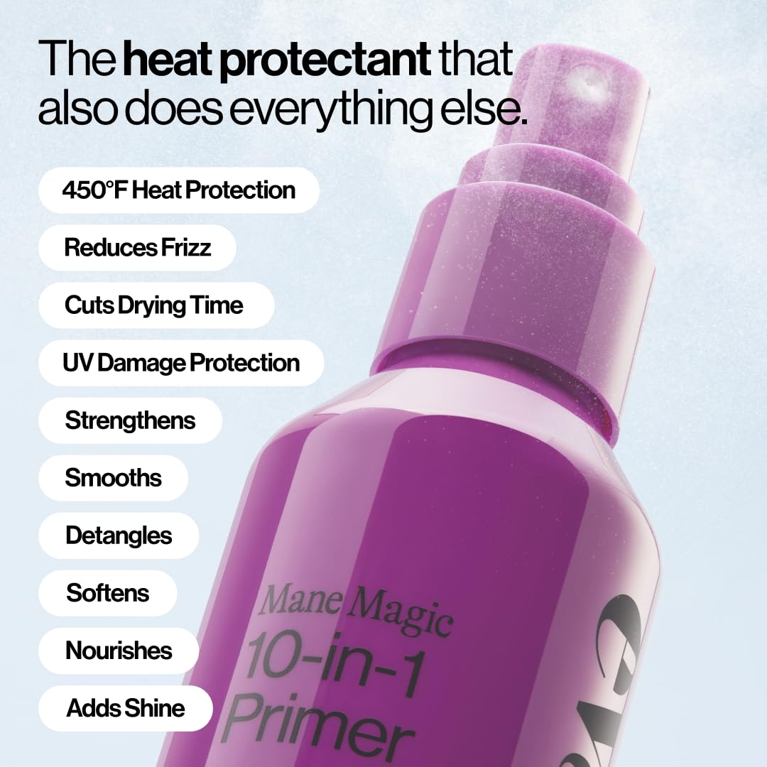 Eva NYC Mane Magic 10-in-1 Heat Protectant - Anti-Frizz Heat Protection Spray - Sunflower + Argan Oil - Blow Dry Spray + Detangler for Medium + Thick