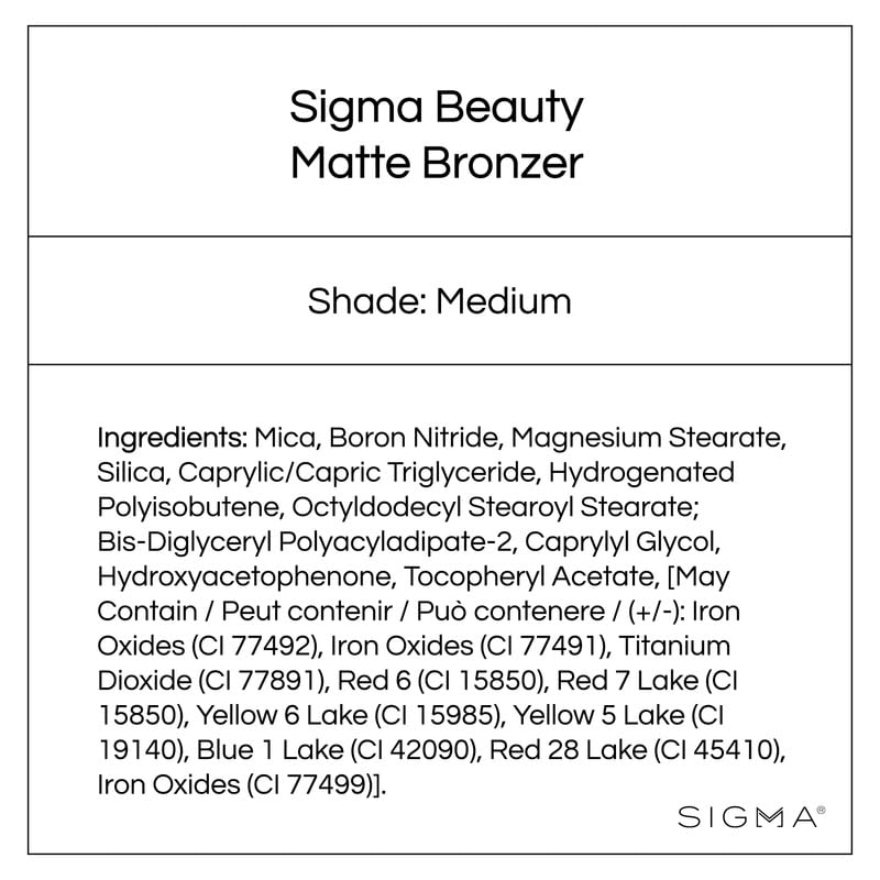 Sigma Beauty Matte Bronzer Powder - Longwear Light Bronzer with Matte Finish for Face - Achieve Natural, Sun Kissed Glow (Medium)