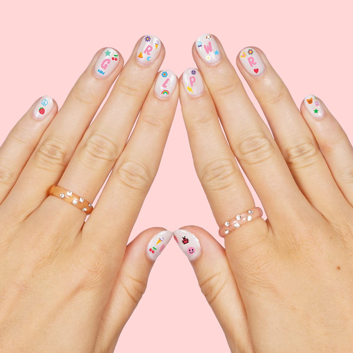 xo, Fetti Kids Nail Stickers - 816 Decals | Birthday Girl Party Favors, DIY Home Activity, Gift, Cute Nail Transfer, Groovy, Princess, Girl Power
