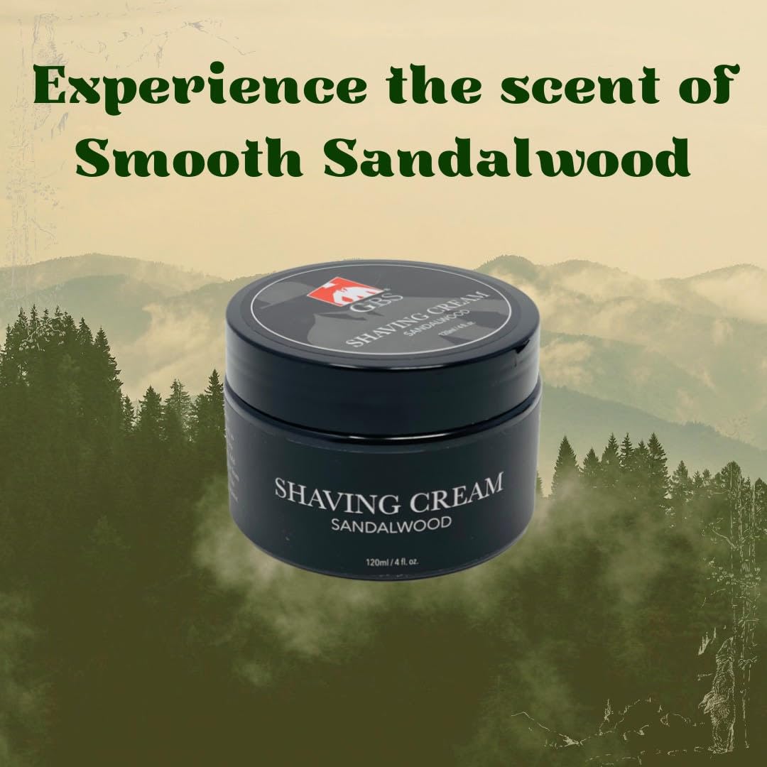 G.B.S Sandalwood Shaving Cream for Sensitive Skin, Hydrates, Nourishes for Close Smooth Shave, Protects Skin from Cuts, Bumps, Redness and Irritation…