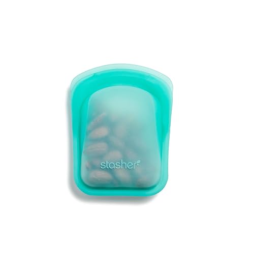 Stasher Premium Silicone Reusable Food Storage Pocket Bag, Aqua, Microwave, Sous Vide, Dishwasher, Oven and Freezer Safe, BPA Free, Leak-free…